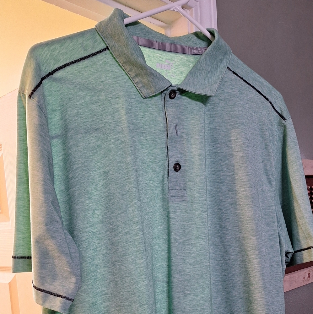 Green Puma Golf Shirt Size Large
